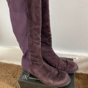 Stuart Weitzman plum suede over the knee boots